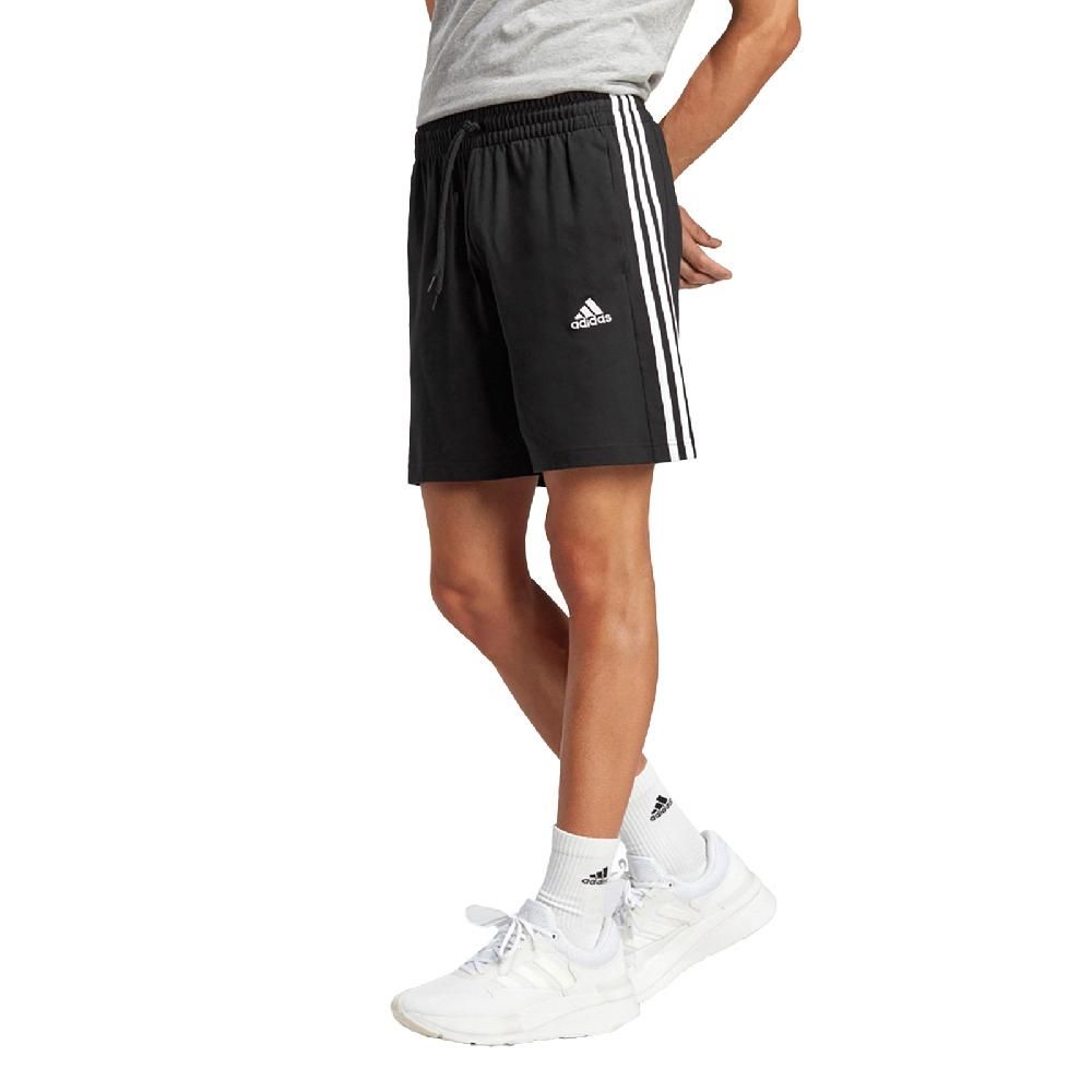 ADIDAS 愛迪達   短褲 Essential Shorts 男款 黑 白 三條紋 褲子 IC9378