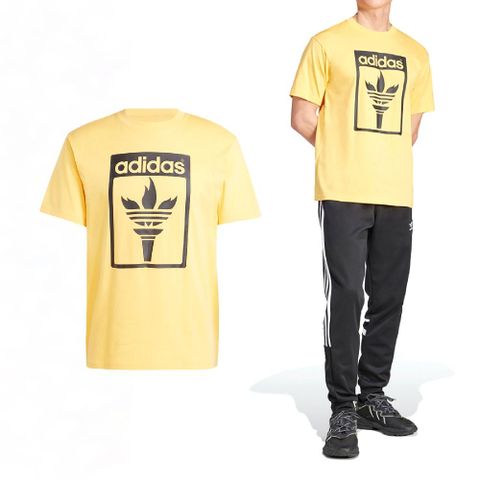 ADIDAS 愛迪達 短袖 TREFOIL Tee 男款 黃 黑 三葉草 短T JJ1220