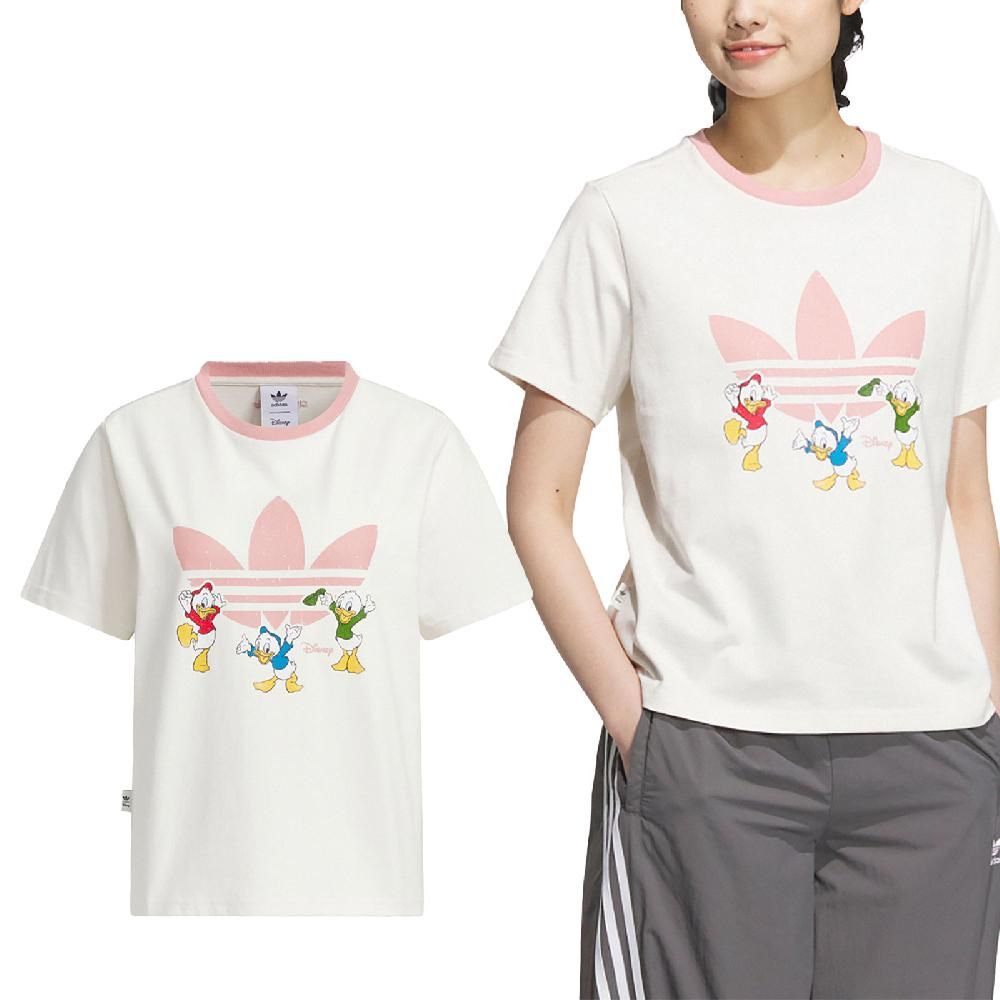 ADIDAS 愛迪達 adidas 愛迪達 短袖 HDL GFX Tee 女款 白 粉紅 唐老鴨姪子 迪士尼聯名 JP1428