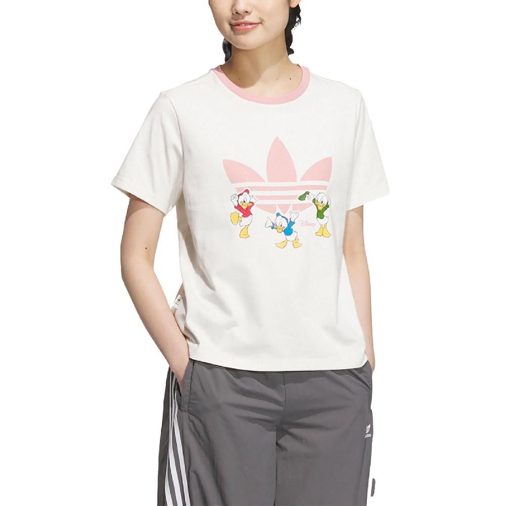 ADIDAS 愛迪達 adidas 愛迪達 短袖 HDL GFX Tee 女款 白 粉紅 唐老鴨姪子 迪士尼聯名 JP1428