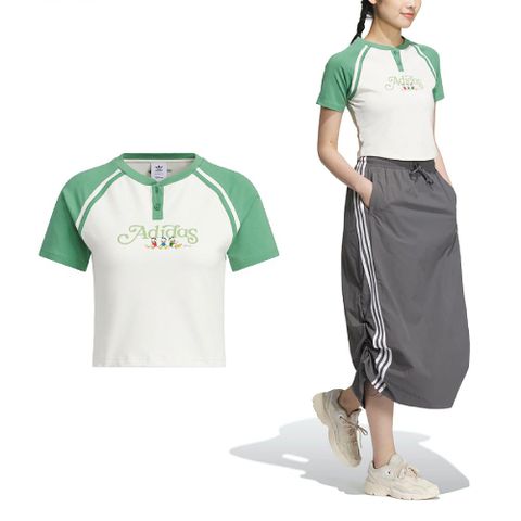 ADIDAS 愛迪達 adidas 愛迪達 短版上衣 HDL GFX Tee 女款 綠 唐老鴨姪子 迪士尼聯名 JP1430