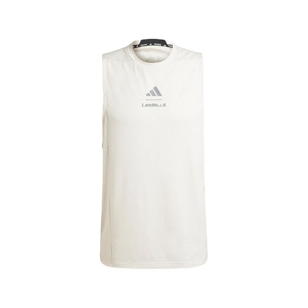 ADIDAS 愛迪達 adidas 愛迪達 背心 Les Mills Graphic Tank Top 米白 銀 速乾 訓練 健身 運動 IX7978