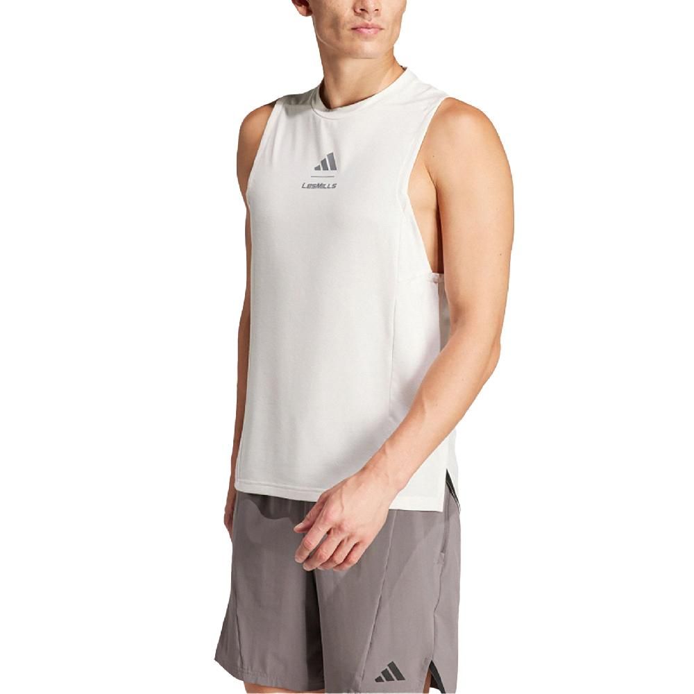 ADIDAS 愛迪達 adidas 愛迪達 背心 Les Mills Graphic Tank Top 米白 銀 速乾 訓練 健身 運動 IX7978