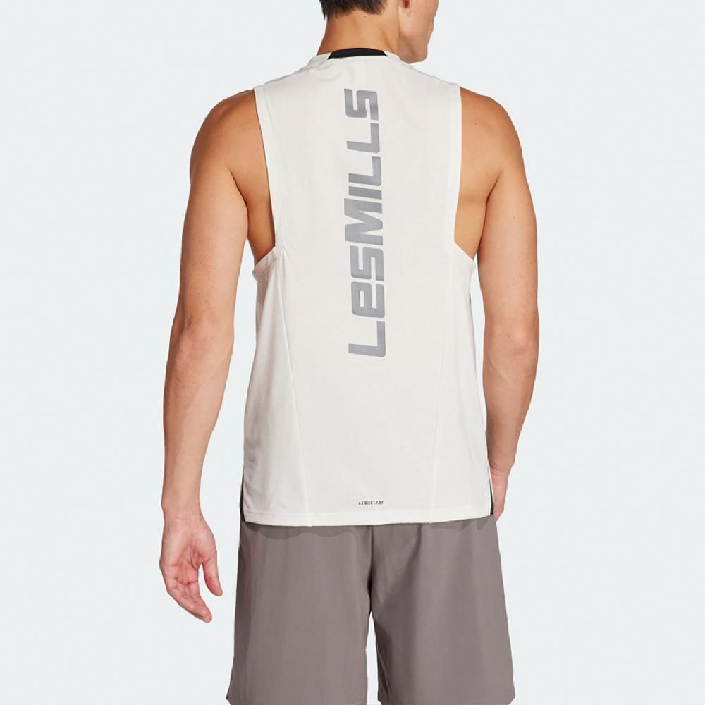 ADIDAS 愛迪達 adidas 愛迪達 背心 Les Mills Graphic Tank Top 米白 銀 速乾 訓練 健身 運動 IX7978