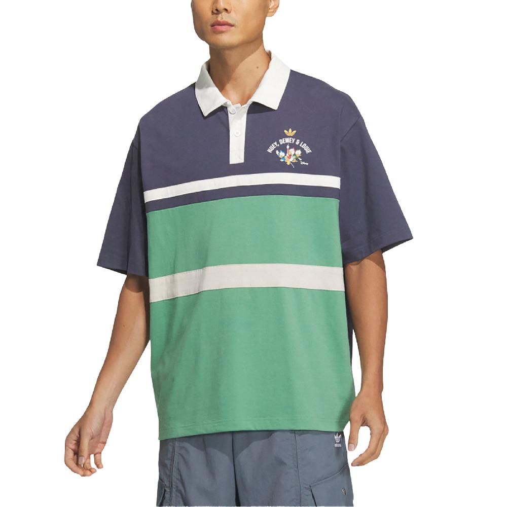 ADIDAS 愛迪達 adidas 愛迪達 POLO衫 Disney Polo Shirts 男款 藍 綠 寬鬆 迪士尼 撞色 短袖 JL6478