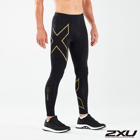 2XU 男 MCS高階跑步壓縮長褲 黑/金