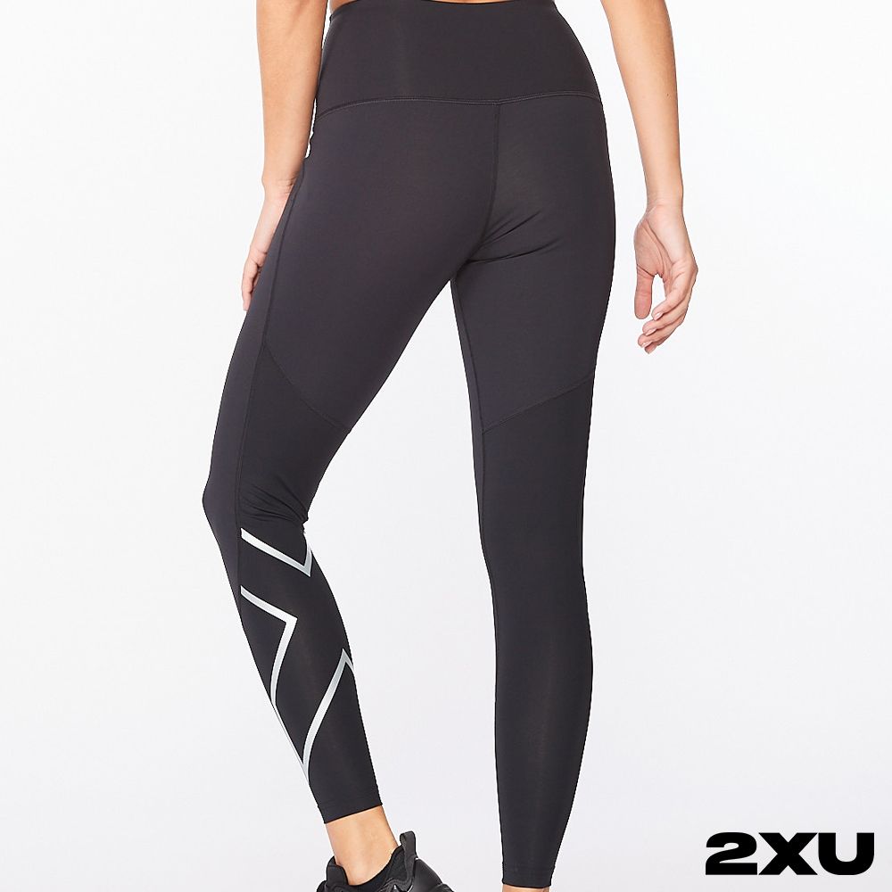 2XU  女 中階高腰壓縮長褲 黑/銀X