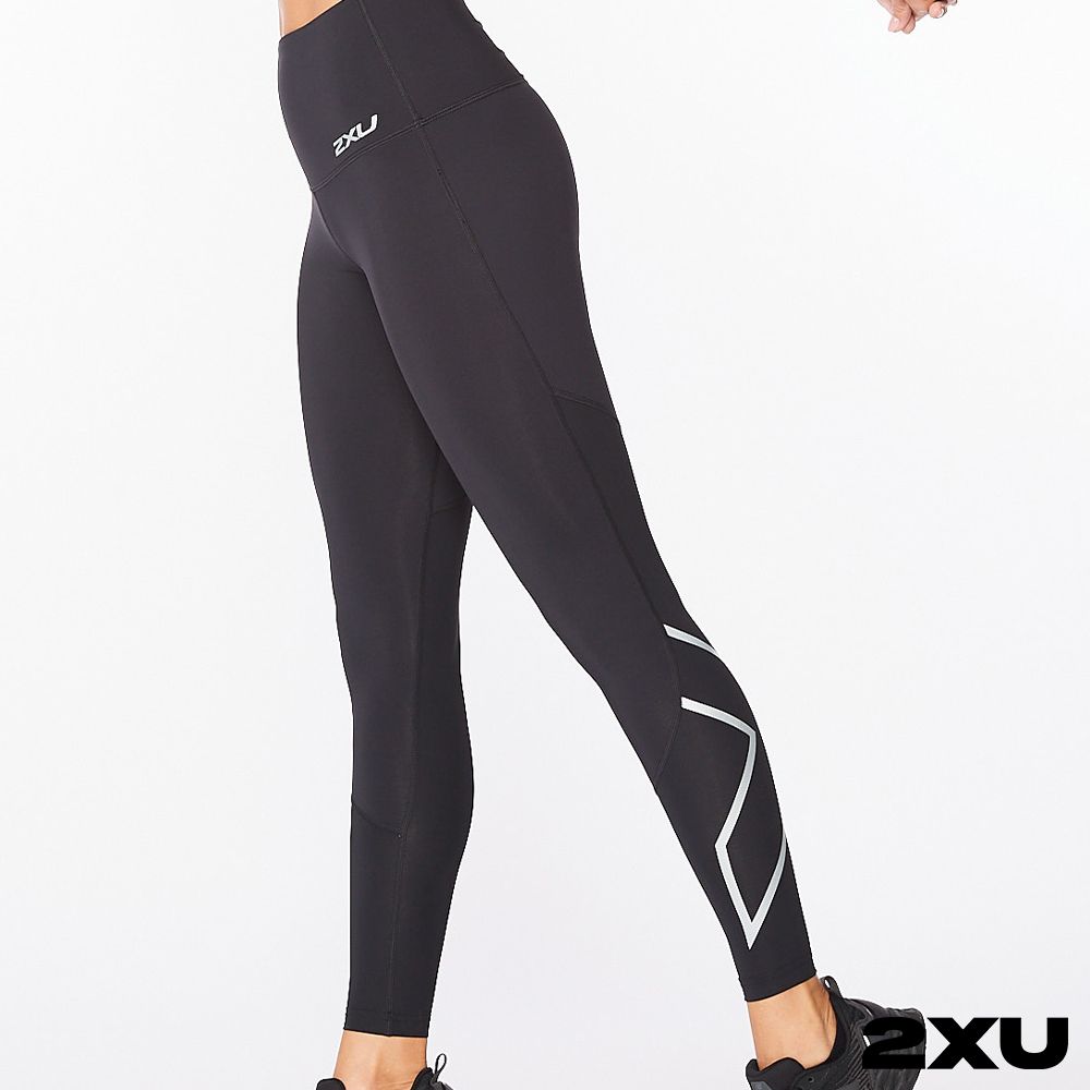 2XU  女 中階高腰壓縮長褲 黑/銀X