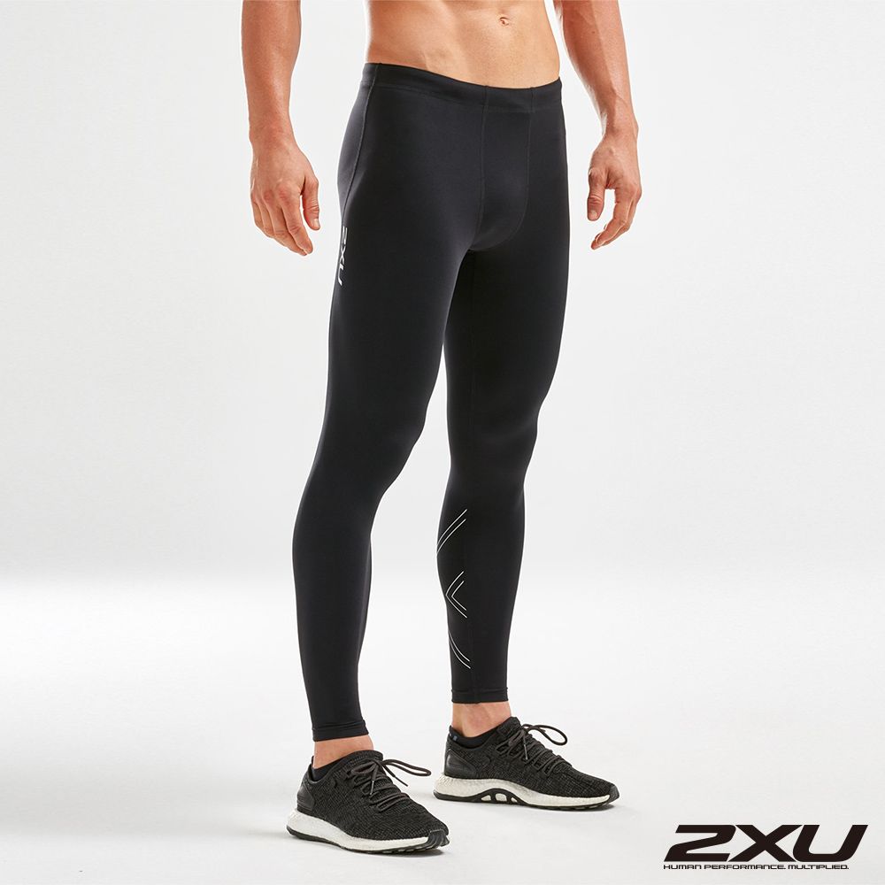 2XU  男 Aspire入門跑步壓縮長褲 黑/銀