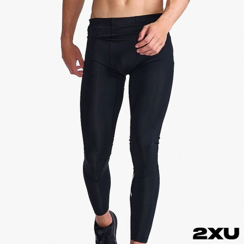 2XU 男 Aero跑步壓縮長褲 黑/反光銀