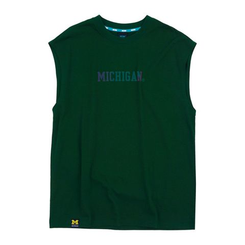 NCAA 背心 MICHIGAN 綠色 霓光LOGO 圓領 無袖 上衣 男 7325148572