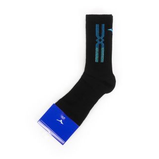 Mizuno [32TX200892Q] 男 中筒襪 運動 慢跑 厚底 半毛巾 棉質 舒適 耐穿 耐洗 一雙入 黑藍