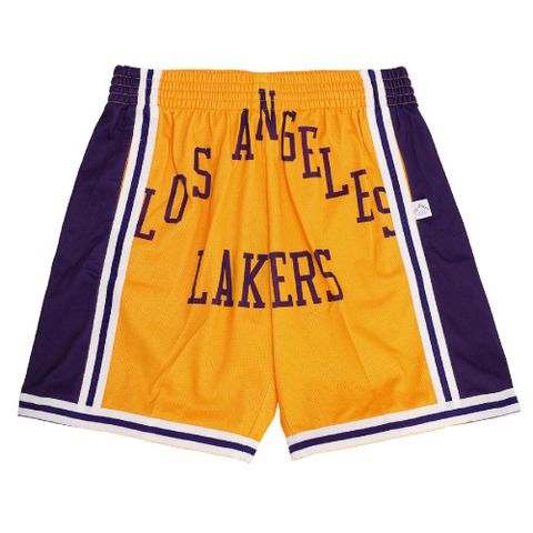Mitchell &amp; Ness 球褲 NBA Lakers Big Face 洛杉磯 湖人 紫 金 MN21ASH01LAL