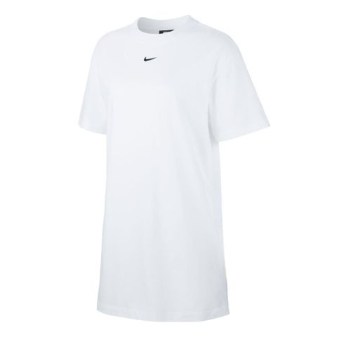 Nike T恤 NSW Essential 運動休閒 女款 長版 棉質 圓領 基本款 小勾 白 黑 CJ2243100 CJ2243-100