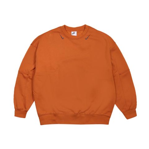 Nike 大學T Oversized Sweatshirt 女款 寬鬆 長版 落肩 寬衣袖 微刷毛 橘棕 黑 DD5611-816