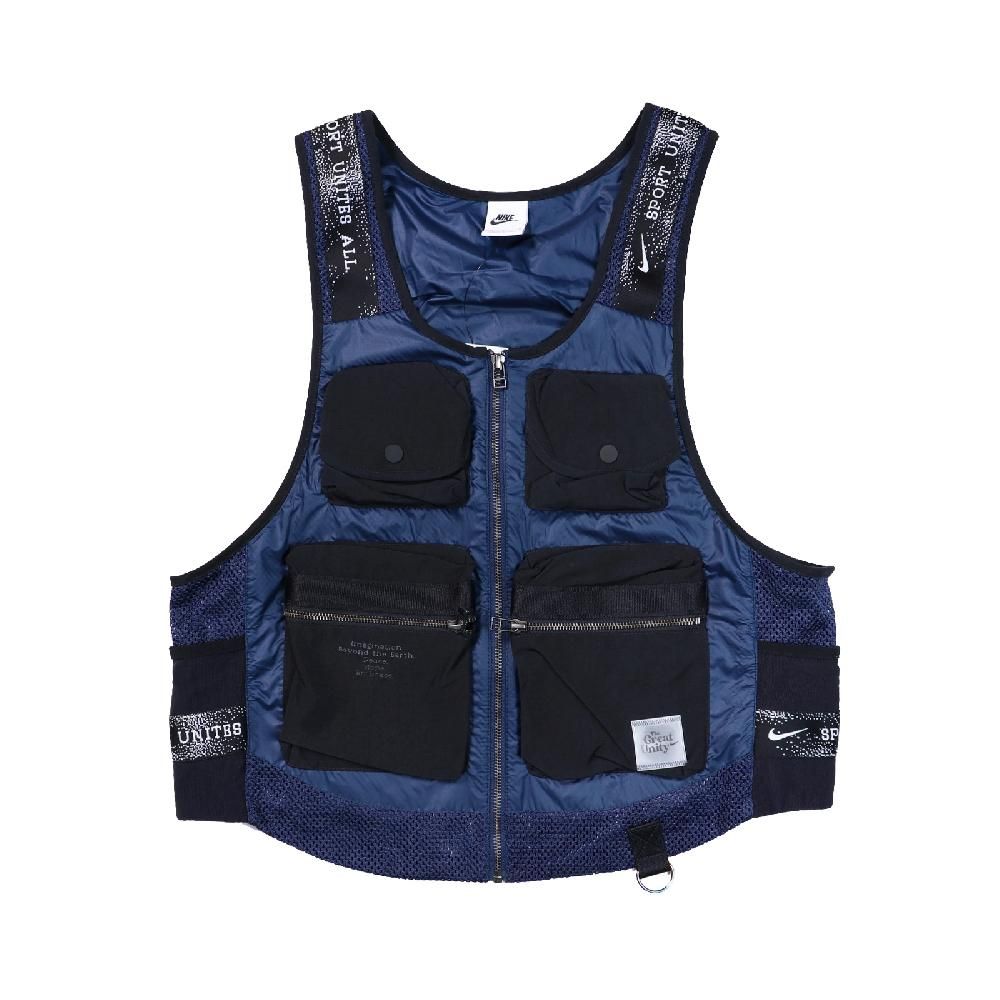 NIKE 耐吉  背心 NSW GREAT UNITY VEST 男款 機能 多口袋 網眼布面料 可機洗 藍 黑 DN1440-010