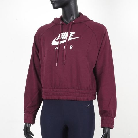 NIKE 耐吉 As W Nsw Air Hoodie FLC [CU6562-638] 女 長袖 連帽上衣 短版 休閒 酒紅