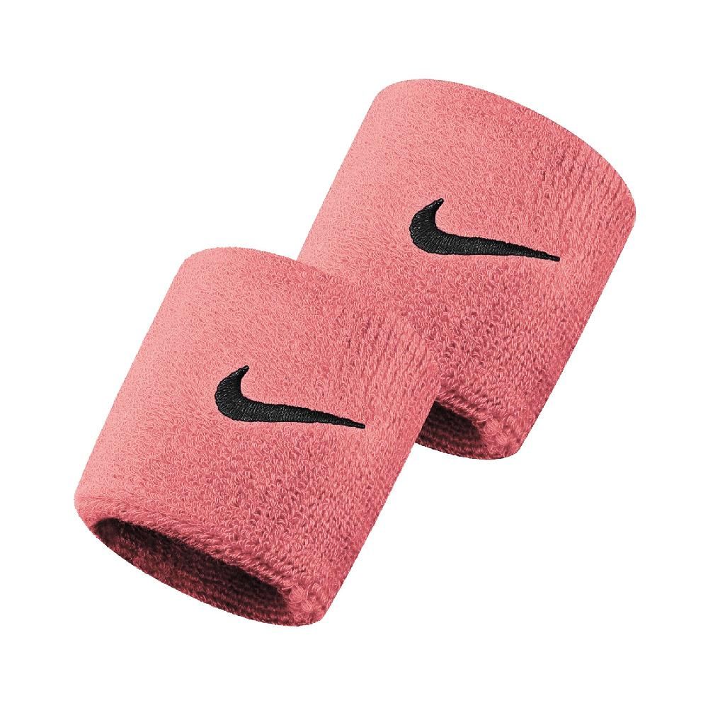 NIKE 耐吉  護腕 Swoosh Wristbands 男女款 球類運動 兩隻入 勾勾 基本款 粉 黒 N000156567-7OS