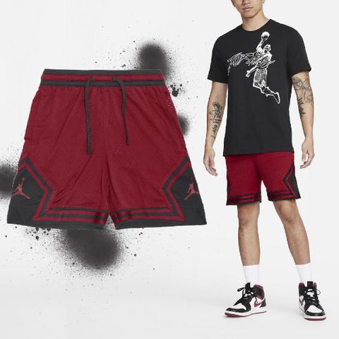 Nike 短褲 Jordan Sport Diamond Shorts 男款 黑紅 運動 抽繩 彈性 褲子 DH9076-687