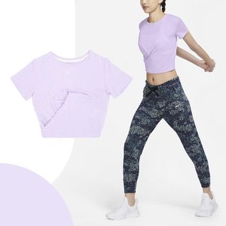Nike 短袖上衣 One Luxe Tee 女款 粉紫 運動 短T 短版 瑜珈 訓練 路跑 DD4922-530