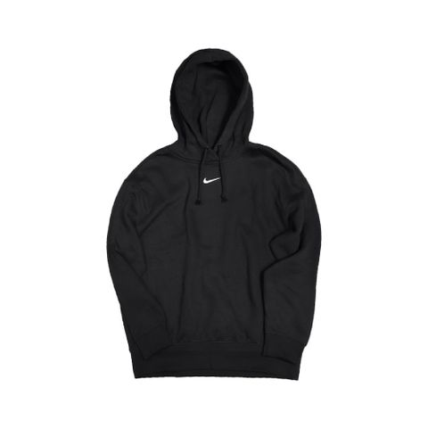 NIKE 耐吉 帽T ESS Oversized Hoodie 女款 運動休閒 落肩 寬鬆 厚實針織面料 微刷毛 黑 白 DJ7669-010