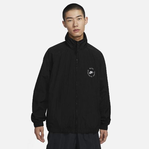 Nike 耐吉 外套 NSW Jacket 男款 黑 白 立領 刺繡 風衣外套 背大LOGO FN7233-010