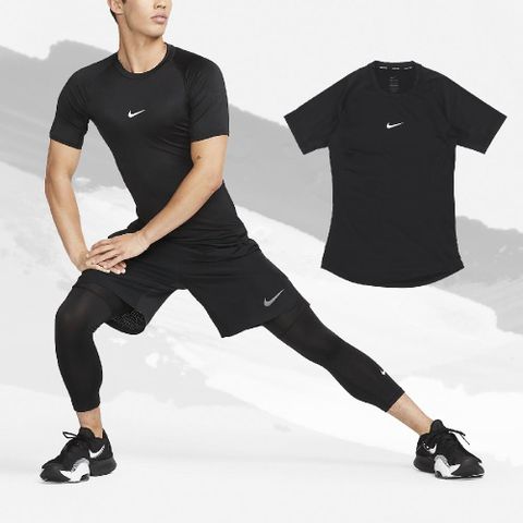 Nike 耐吉 短袖 Pro Dri-FIT Tight 男款 黑 白 合身 吸濕排汗 運動上衣 小勾 FB7933-010