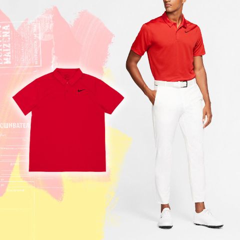 NIKE 耐吉 Polo衫 Golf 男款 紅 黑 高球 短袖 上衣 吸濕 快乾 高爾夫 小勾 AJ5480-657