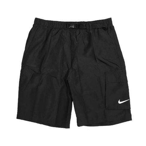 Nike 耐吉 短褲 Volley Swim Short 海灘褲 男 Belted Packable可收納 快乾 黑白 NESSB521-001