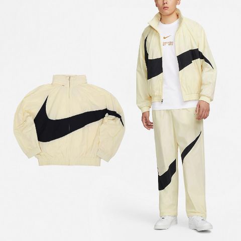 Nike 耐吉 外套 Swoosh Jacket 男款 黃 黑 防潑水 大勾 風衣外套 立領 寬鬆 FB7878-113