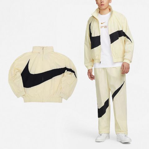 NIKE 耐吉 外套 Swoosh Jacket 男款 黃 黑 防潑水 大勾 風衣外套 立領 寬鬆 FB7878-113