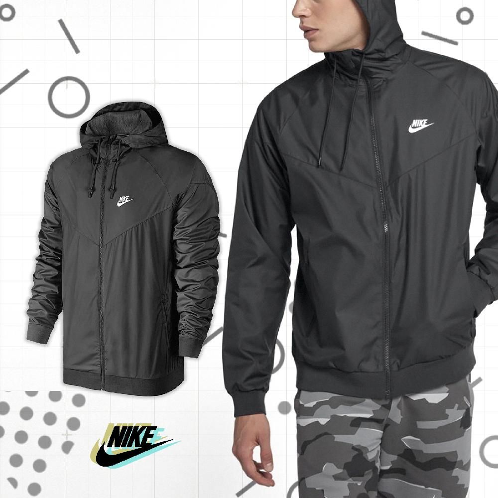 Nike 外套As M Nsw Windrunner 男款連帽黑防風風衣運動長袖727325-010