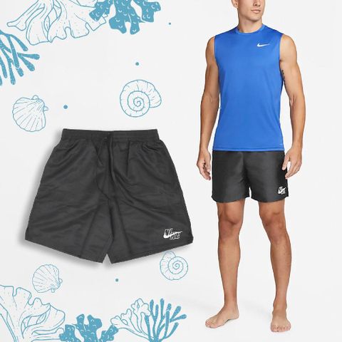 Nike 短褲 Essential Lap 7" 男款 灰 速乾 內襯 側開衩 抽繩 鬆緊 衝浪 海灘褲 NESSD450-018