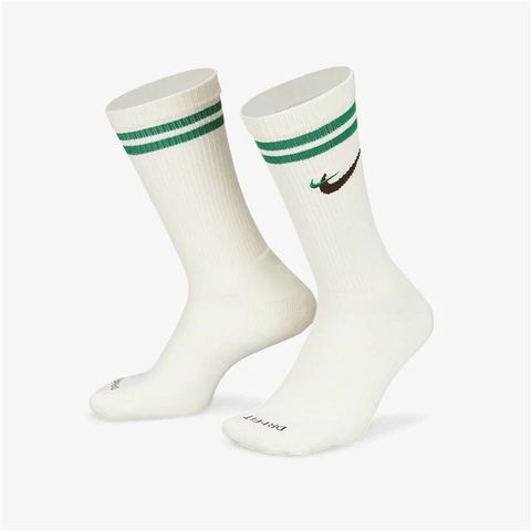 NIKE 長襪 EVERYDAY PLUS 米白綠 雙勾 條紋 襪子 DQ9165-133