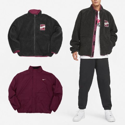 Nike 耐吉 外套 NSW Winter Jacket 男款 黑 紅 雙面穿 拉鍊口袋 寬版 保暖 立領外套 FV8588-010