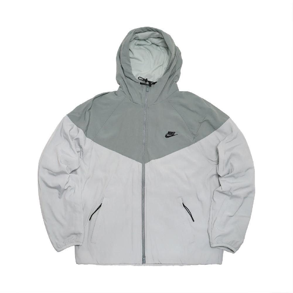 NIKE 耐吉   外套 NSW Windrunner 男款 灰 綠 保暖 搖粒絨 防潑水 雙向拉鍊 寬鬆 風衣 FB8619-330