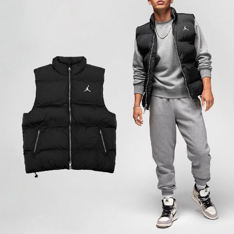 Nike 耐吉 背心 Jordan Essential 男款 黑 白 立領 保暖 拉鍊口袋 喬丹 防風 外套 FB7308-010