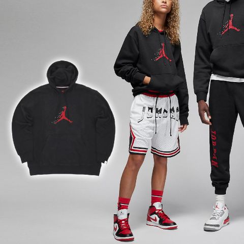 Nike 耐吉 帽T Jordan Essentials 男款 黑 紅 內刷毛 前口袋 喬丹 連帽上衣 FD7466-010