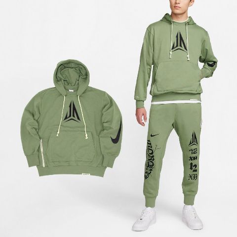 NIKE 耐吉 帽T Ja Pullover 男款 綠 黑 速乾 拉鍊口袋 連帽上衣 寬鬆 莫蘭特 球星 FN2988-386