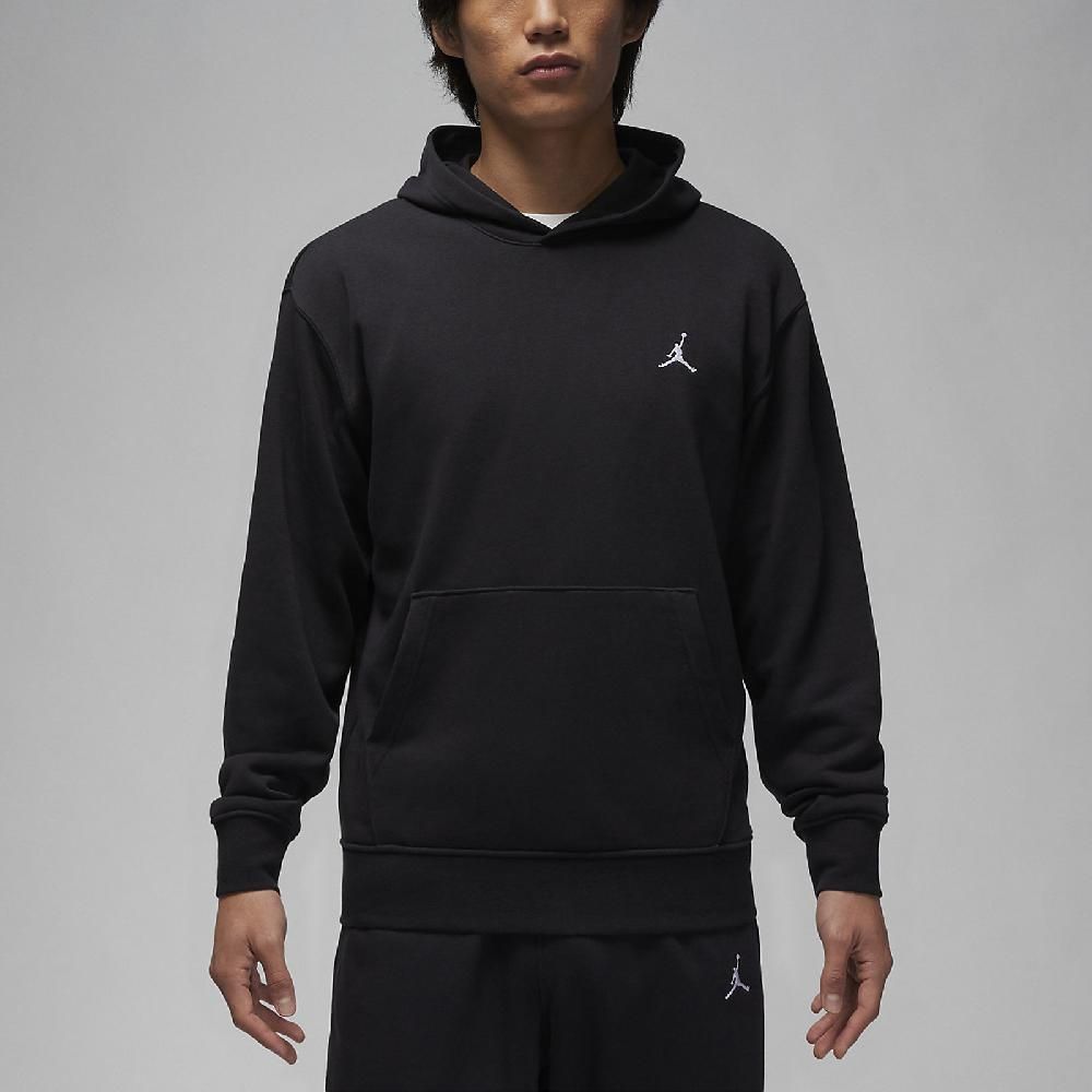 NIKE 耐吉   帽T Jordan Essentials 男款 黑 白 毛圈布 刺繡 大口袋 連帽上衣 衛衣 FQ3679-010