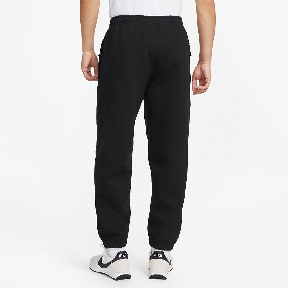 NIKE 耐吉  褲子 Solo Swoosh Fleece Pants 男款 黑 針織 寬鬆 拉鍊口袋 長褲 彈性 棉褲 DX1365-010