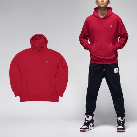 Nike 耐吉 帽T Jordan Essentials 男款 紅 白 毛圈布 喬丹 刺繡 連帽上衣 FQ3679-687