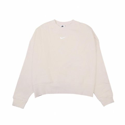 Nike 耐吉 大學T Essentials Sweatshirts 女款 NSW 超寬鬆 短款 落肩 厚針織 米白 DJ7666-219