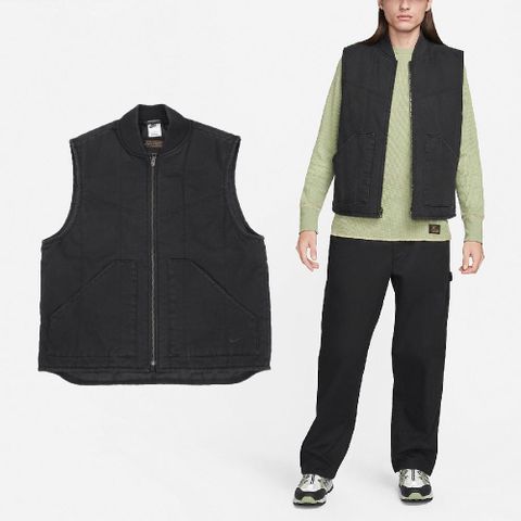 Nike 耐吉 背心 Life Vest 男款 黑 帆布 寬鬆 水洗 做舊 外套 風衣 FQ1862-010