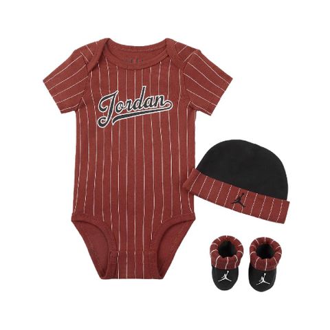 Nike 耐吉 包屁衣 Jordan Baby Bodysuits 紅 黑 純棉 按扣 套組 帽子 襪子 嬰兒 JD2413030NB-001
