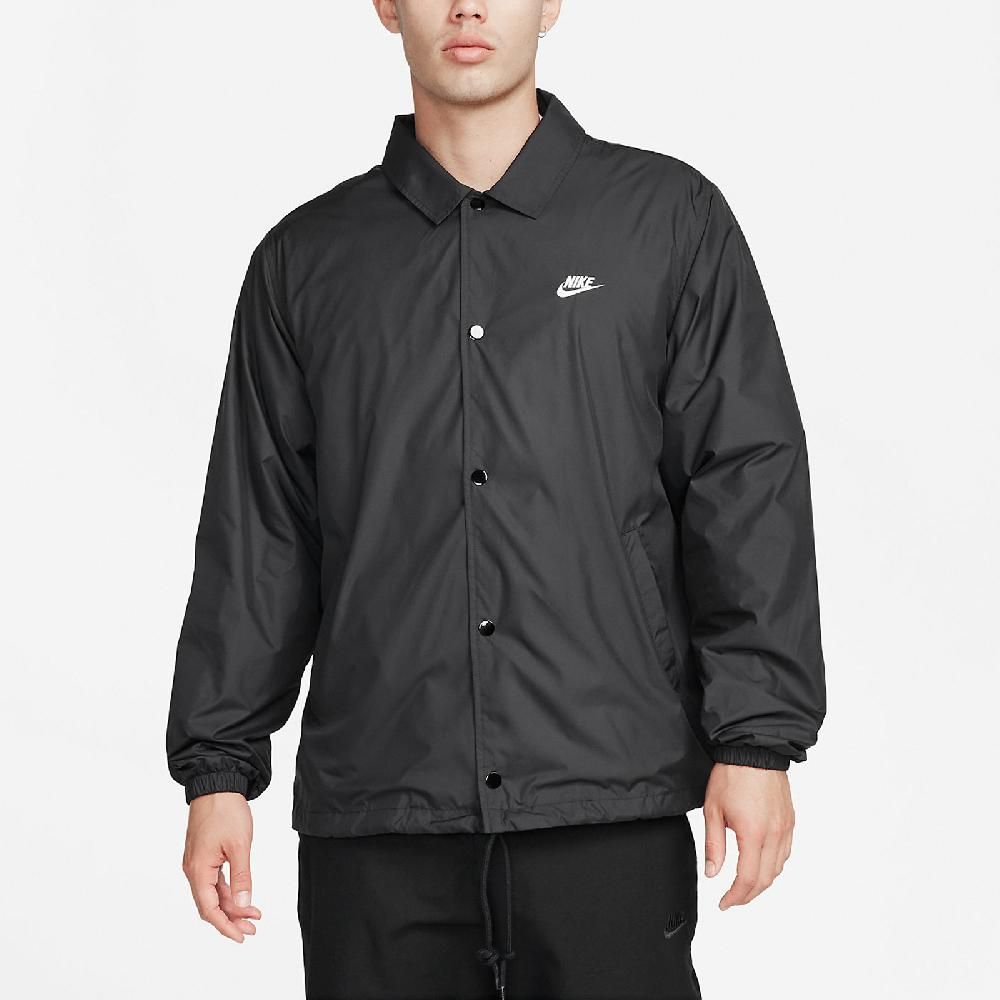 NIKE 耐吉   外套 Club Coaches Jacket 男款 黑 白 梭織 寬鬆 抽繩 教練外套 風衣 夾克 FN3317-010