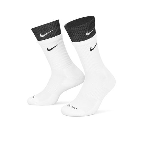 NIKE 襪子 EVERYDAY PLUS 黑白 雙層 單雙入 中筒襪 長襪 DD2795-104