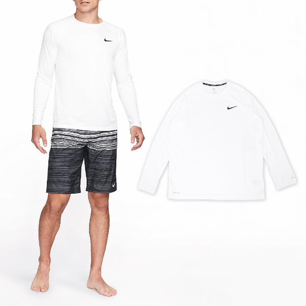 NIKE 耐吉   長袖 Essential Hydroguard Swim 男款 白 黑 防曬衣 速乾 長袖上衣 NESSA587-100