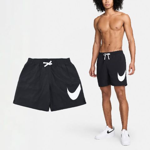 NIKE 耐吉 短褲 Swim 7" Volley Shorts 男款 黑 白 海灘褲 7吋 透氣 速乾 開衩 褲子 NESSE506-001