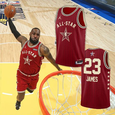 Nike 耐吉 球衣 Jordan NBA Swingman 男款 紅 黃 LeBron James 全明星賽 FQ7732-603